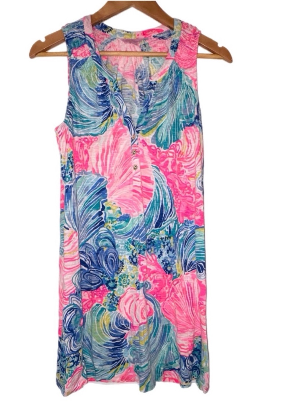Lilly Pulitzer Essie Shift Dress Beach Please Size Small Cotton Modal - Picture 2 of 6